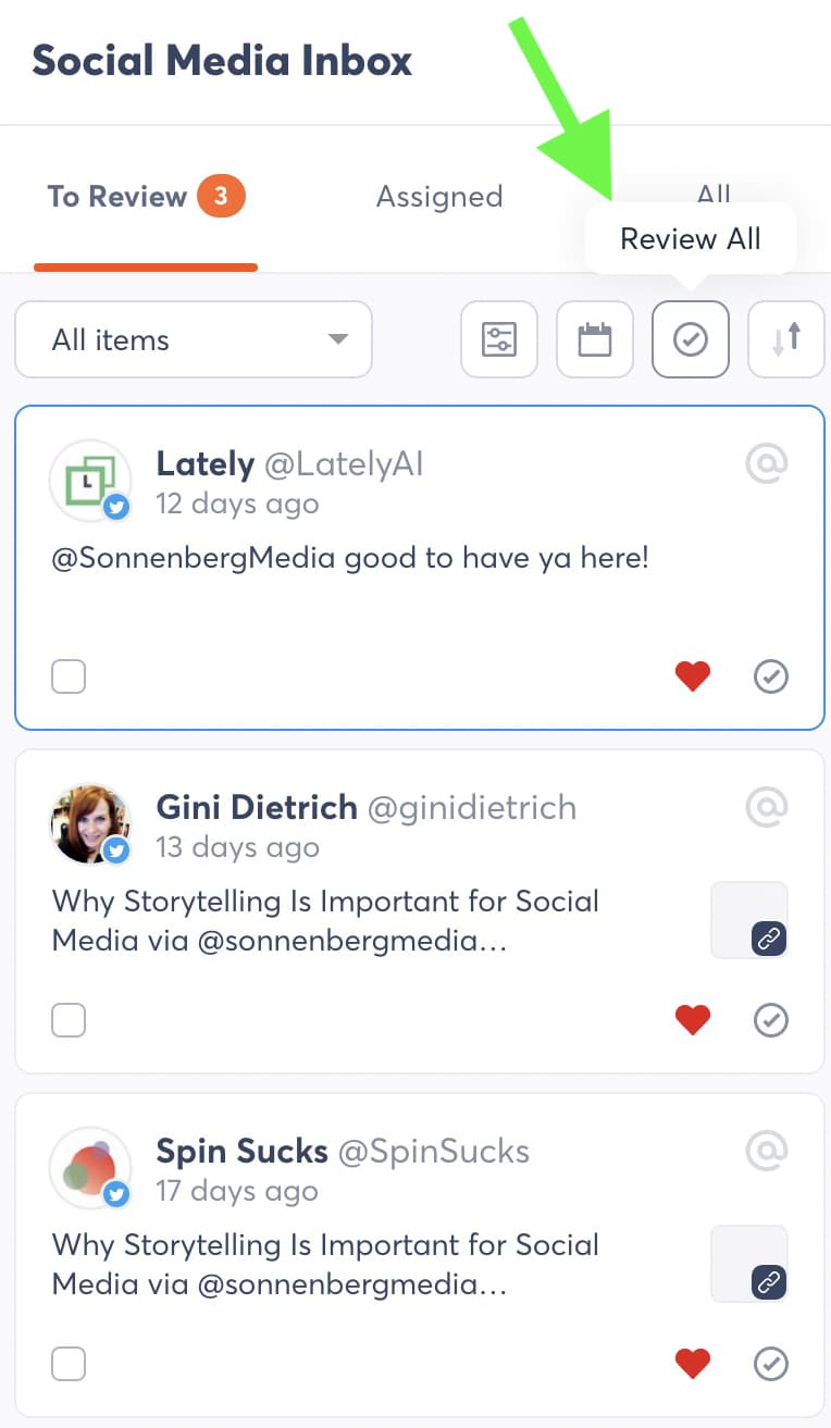Agorapulse – входящие – массовые обзоры