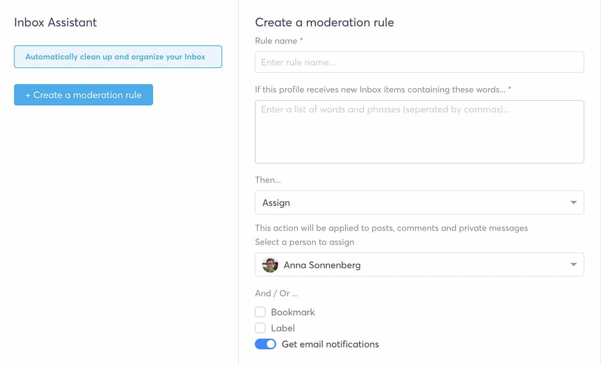 Agorapulse - помощник для входящих сообщений - автоматическая модерация