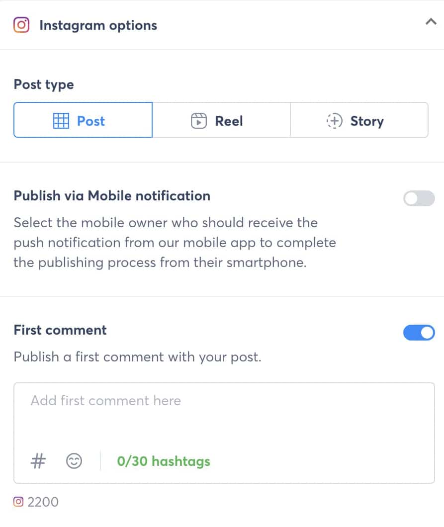 Agorapulse - первый комментарий в Instagram