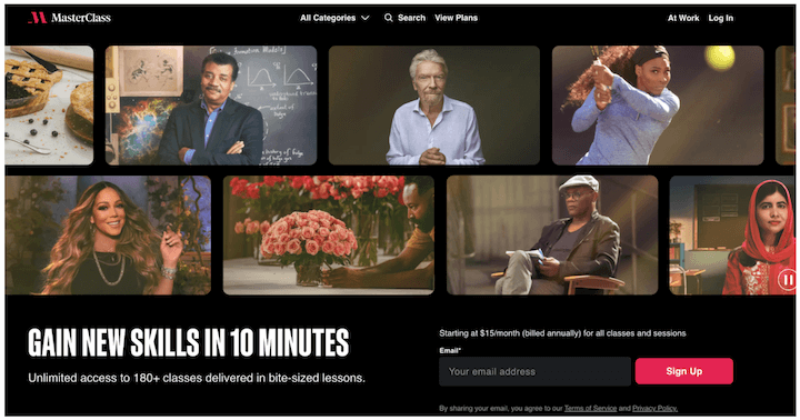 tendências da página de destino - cópia sucinta em negrito por masterclass