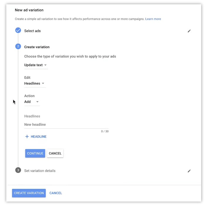 谷歌廣告活動實驗