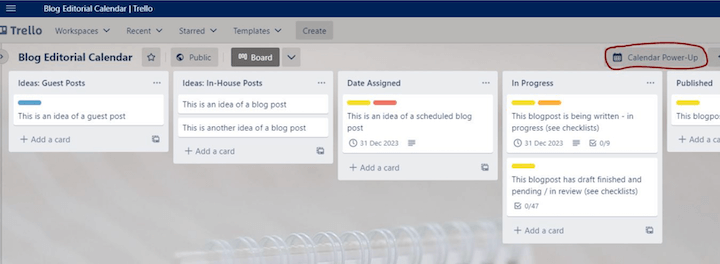 เทมเพลตปฏิทินบรรณาธิการ trello - เพิ่มพลังให้กับปฏิทิน