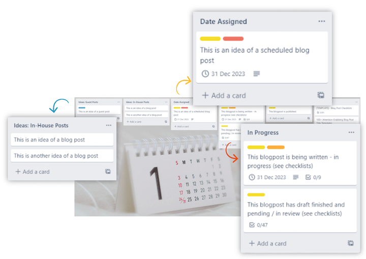 เทมเพลตปฏิทินบรรณาธิการของ trello
