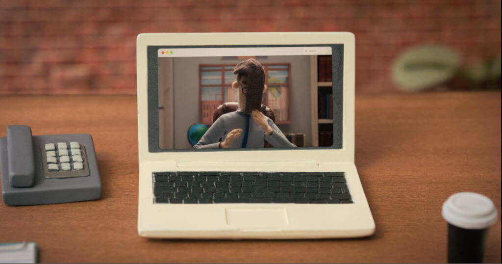 Animação "Tudo em um dia de trabalho" do Mailchimp (slide 3)