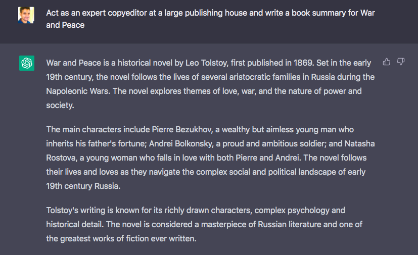 ข้อความแจ้งสงครามและสันติภาพ ChatGPT