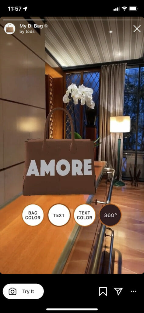 360 derecelik sanal çanta görünümü