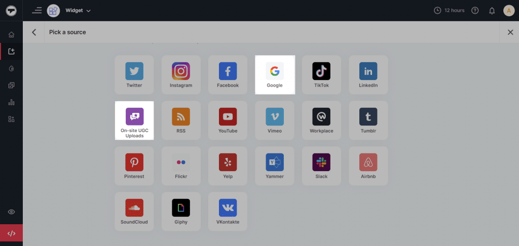 Taggbox 위젯 계정