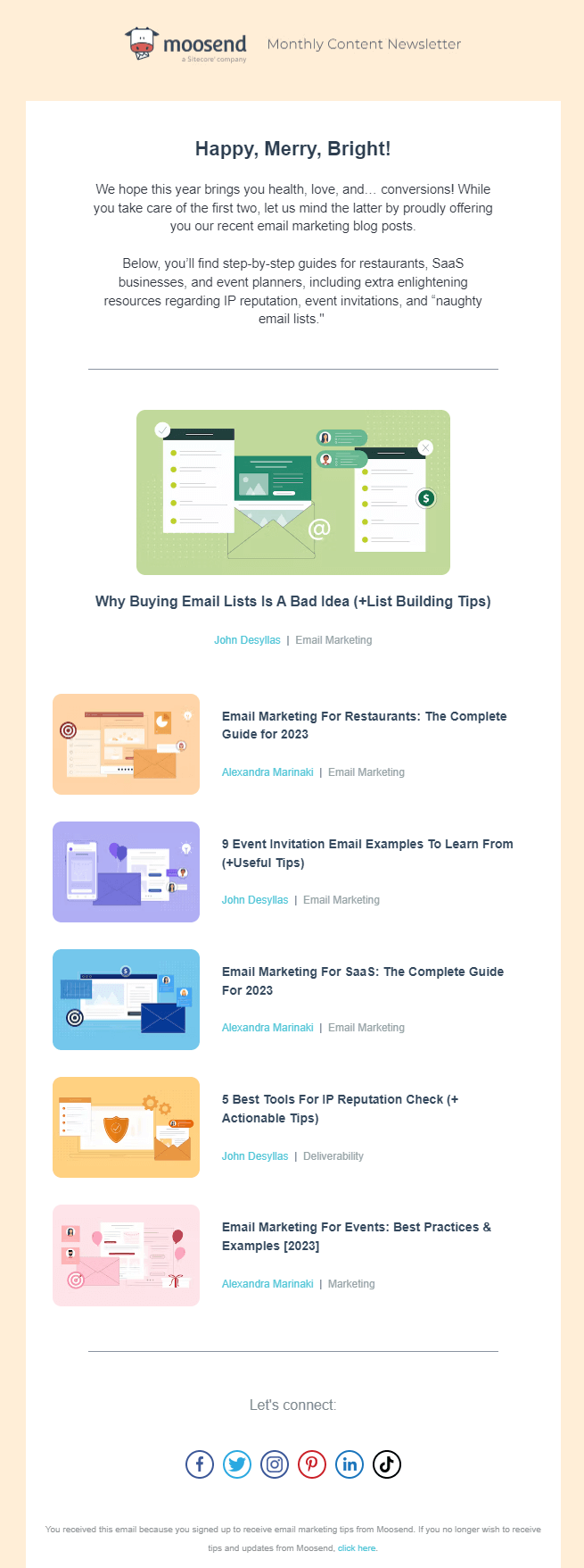 Biuletyn treści Moosend Moosend content newsletter