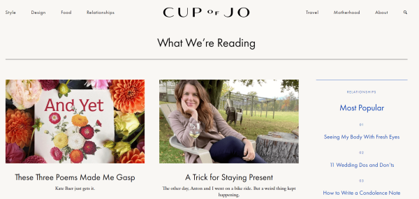 esempio di un blog con una sezione dedicata a una serie oa un argomento