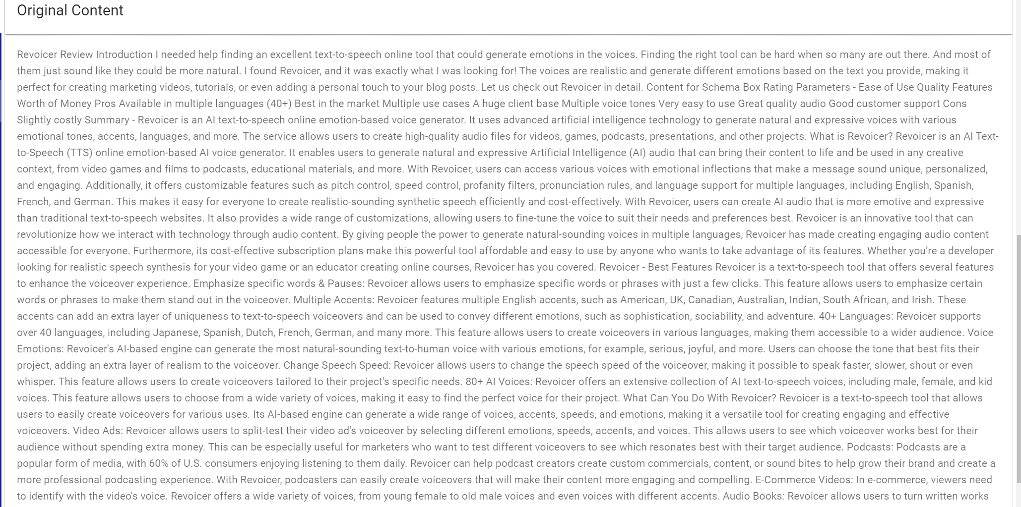 Recursos e preços de Originality AI