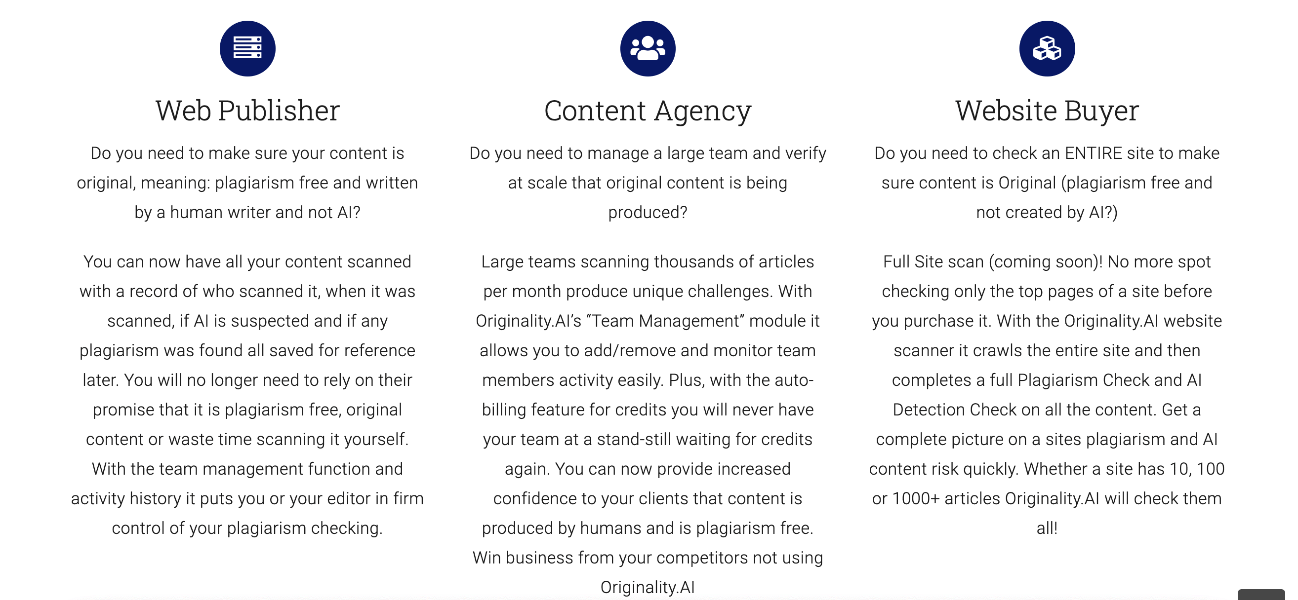 recursos de originalidade ai originality ai features