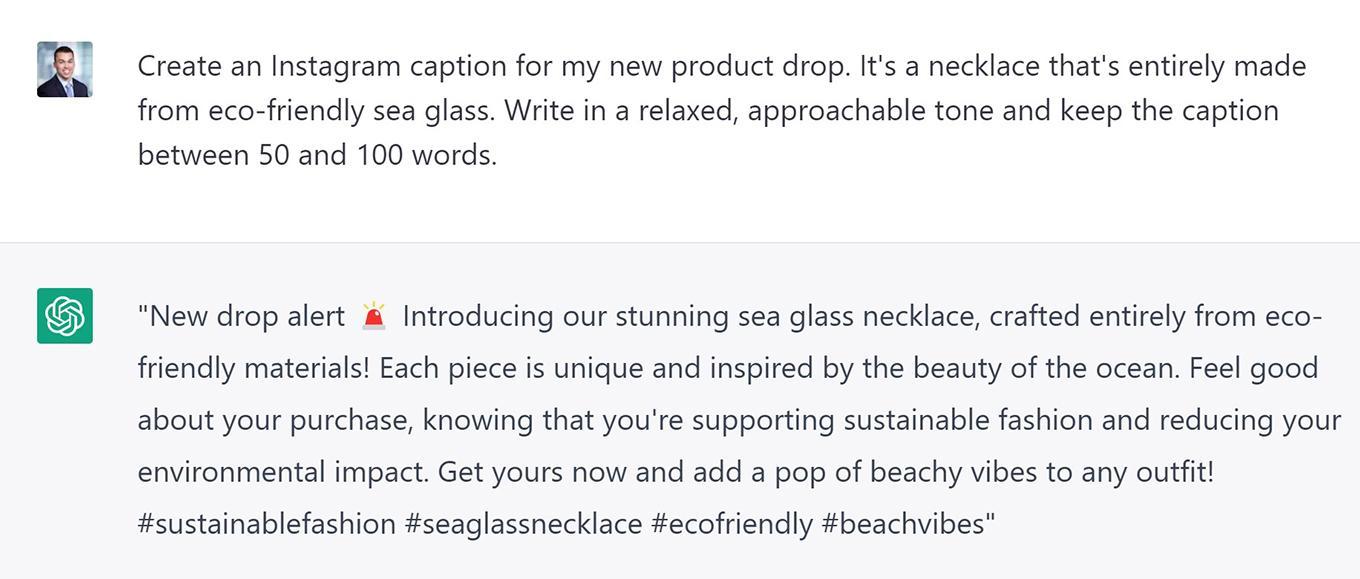 Daha iyi bir altyazı oluşturmak için ChatGPT için verilen belirli ayrıntılar