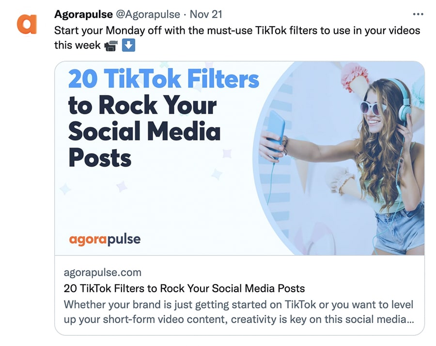 Agorapulse 트윗 - 블로그 게시물