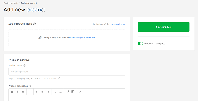 Sellfy - เพิ่มสินค้าใหม่