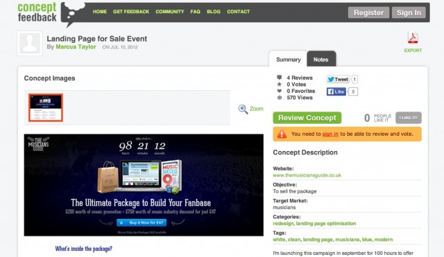 page de commentaires sur les concepts.