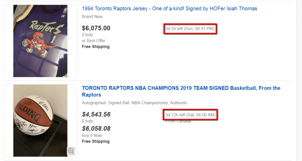 articles ebay avec compte à rebours.