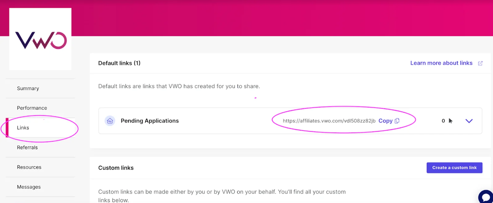 Partnerstack 대시보드에서 제휴 링크