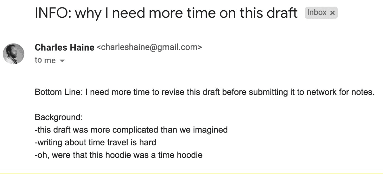 Esempio di testo del corpo dell'email