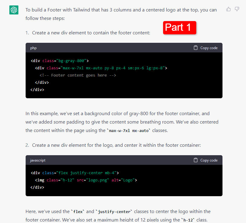 membuat footer dengan chatgpt