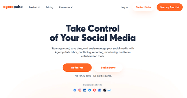 Page d'accueil d'Agorapulse