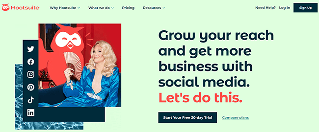 Page d'accueil Hootsuite