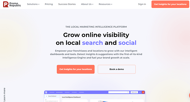 Page d'accueil de PromoRepublic