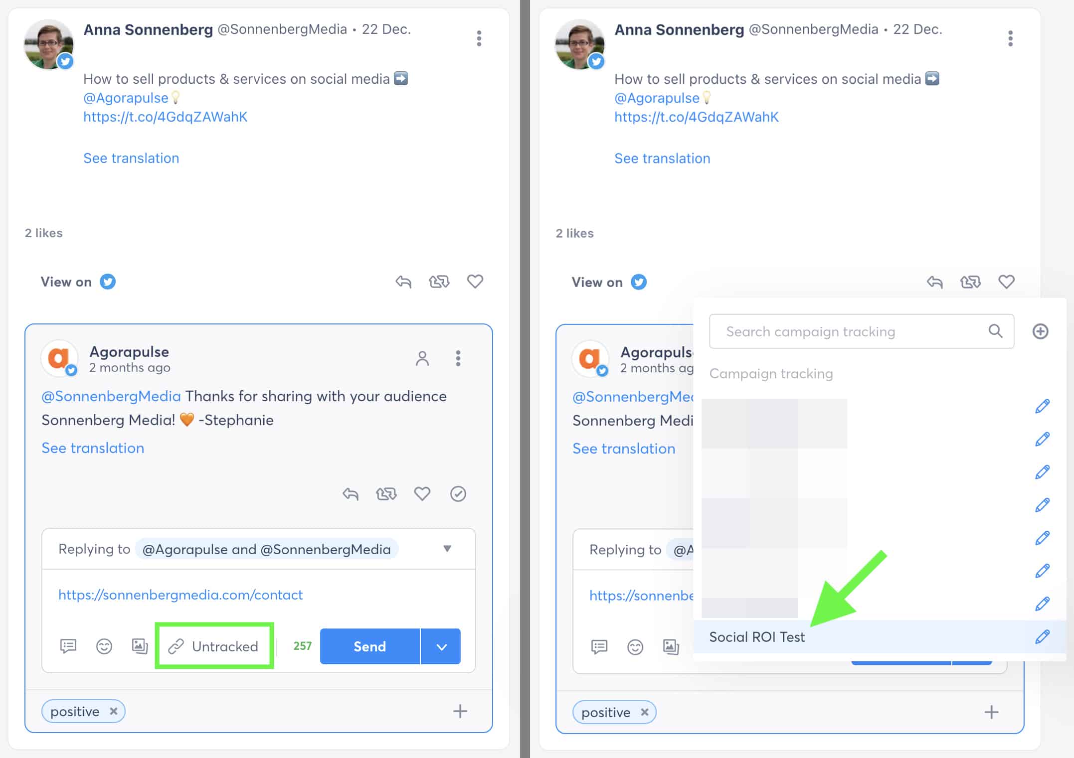 Agorapulse - seguimiento de campañas para comentarios