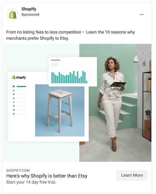 esempi di annunci di Facebook - Shopify