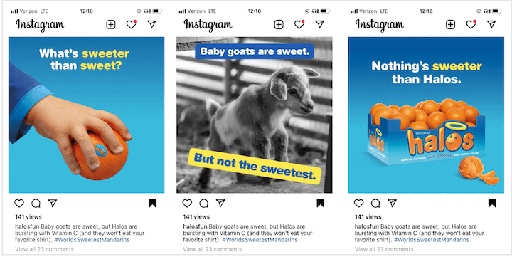 esempio di copia dell'annuncio di instagram - halos
