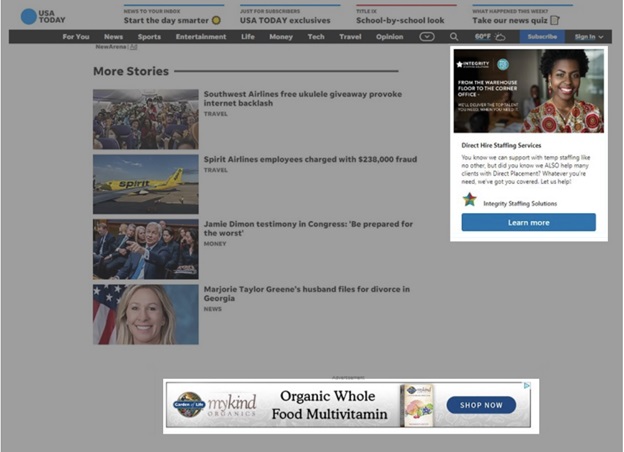 tipi di annunci google - esempio di tipi di annunci display su una pagina web di notizie