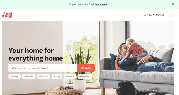 elenchi di directory - schermata della home page di angi