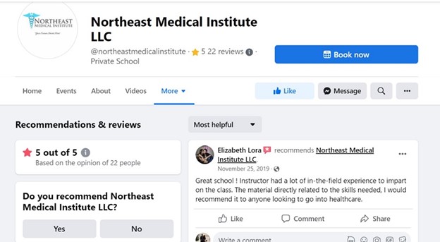 elenchi di directory - esempio di consigli sulla pagina Facebook