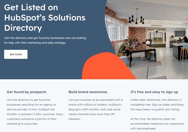 elenchi di directory - pagina della directory delle soluzioni hubspot