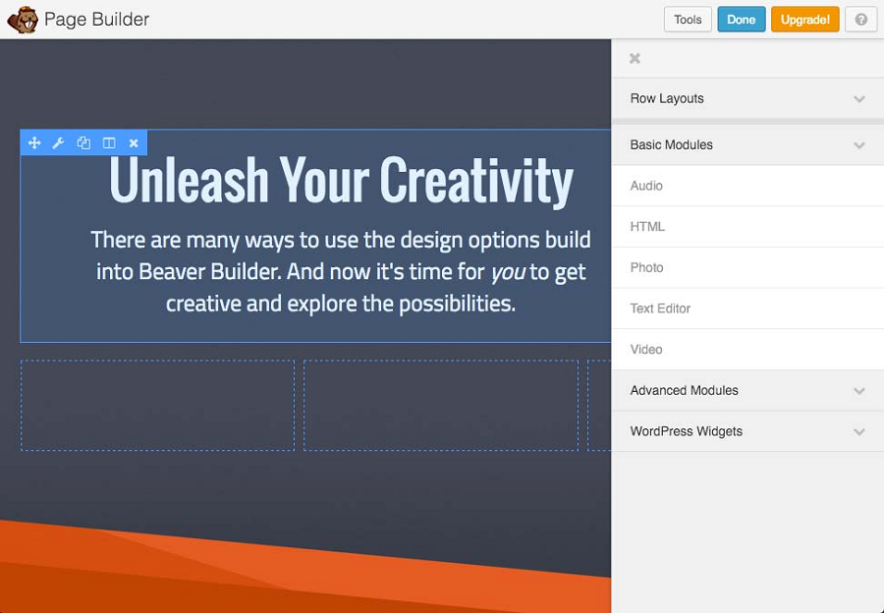 อินเทอร์เฟซการลากและวางตัวสร้างบีเวอร์