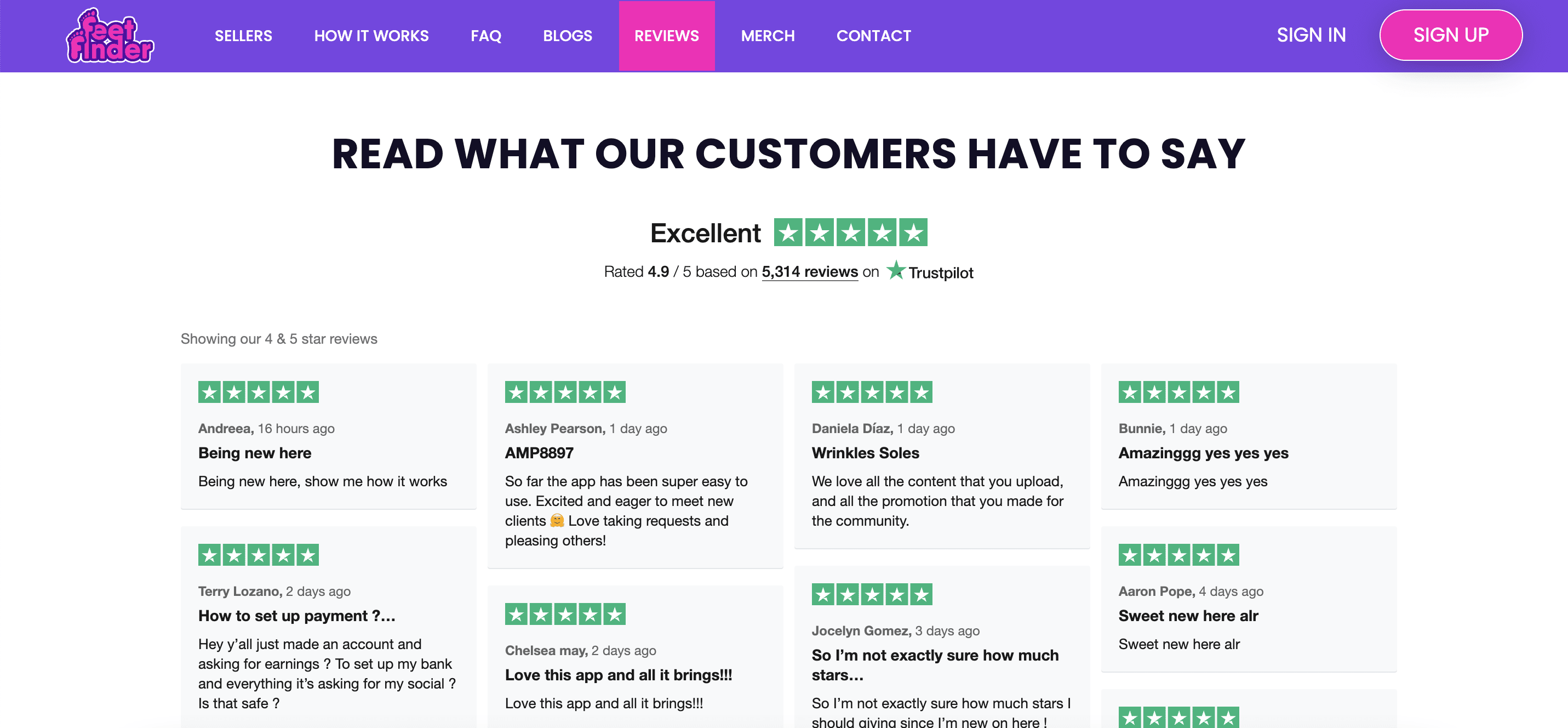 FeetFinder 고객 리뷰