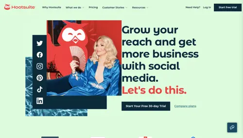 Домашняя страница Hootsuite Home page of Hootsuite