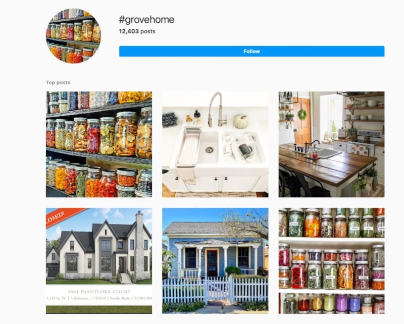 Instagram の #grovehome UGC コンテンツ