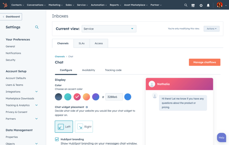 бесплатный чат в hubspot