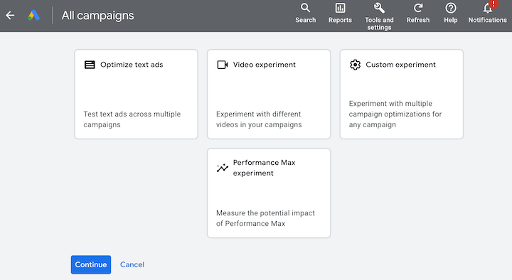 experimente Google Ads