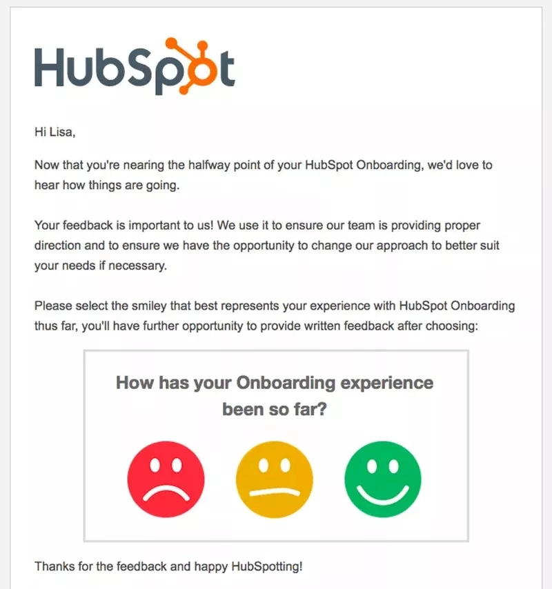 Hubspot ユーザー フィードバック調査のスクリーンショット