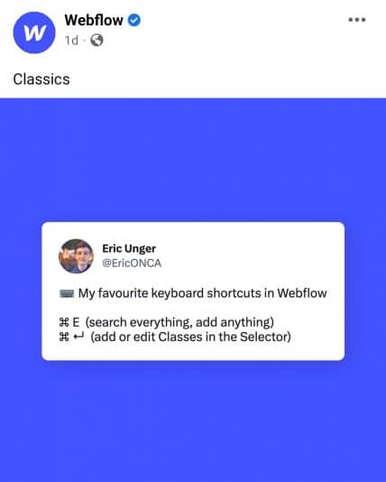 Idee per post su Facebook - Webflow