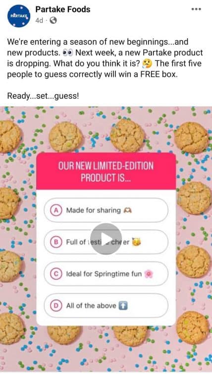 Idee per i post su Facebook - Partecipa agli alimenti