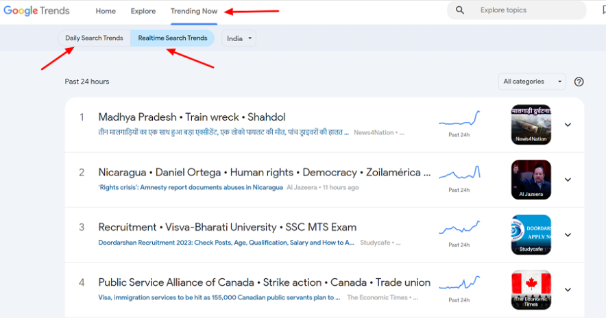 Estadísticas de búsqueda de Google en tiempo real usando tendencias