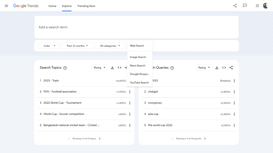 explorar las tendencias de google