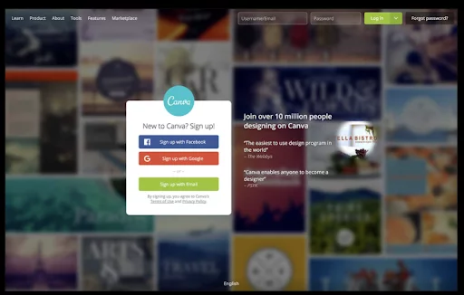 página inicial do canva