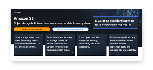 Armazenamento de dados Amazon S3