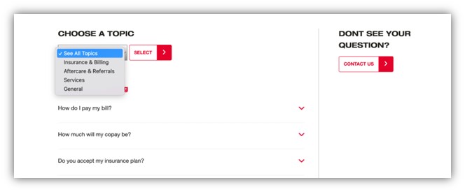 よくある質問ページの例 - 医療に関するよくある質問ページのスクリーンショット