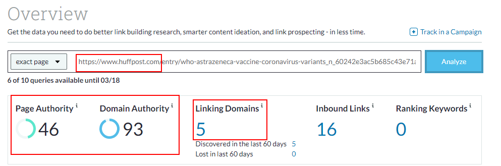 autorité de la page huffpost