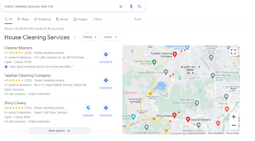 résultats de serps de services de nettoyage de maison