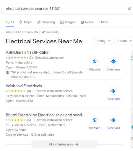résultat google serps local